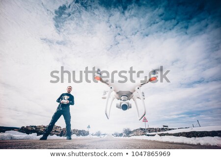 Stock fotó: Flying Drone At Coast Above Sea