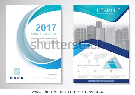 Stockfoto: Blue Business Brochure Cover Page Template Design With Curve Sha