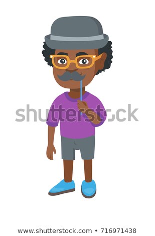 Stock fotó: Little African American Boy With A Fake Mustache