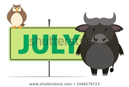 [[stock_photo]]: Sign Template For July With Owl And Buffalo