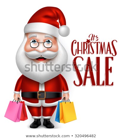 Stockfoto: Santa Claus Cartoon Character Showing Shopping Bag