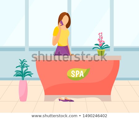 Foto stock: Receptionist On Reception And Hair Styling Vector