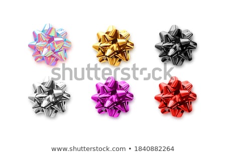 Foto stock: Bow Set Collection Vector Realistic Shiny Colorful Red Silver Golden Decor Wrapping Element 3d