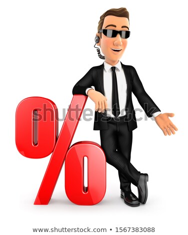 3d Security Agent Leaning Against Percent Sign Zdjęcia stock © 3dmask