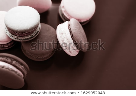 Stock fotó: French Macaroons On Milk Chocolate Background Parisian Chic Caf
