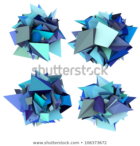 ストックフォト: 3d Abstract Blue Spiked Shape On White