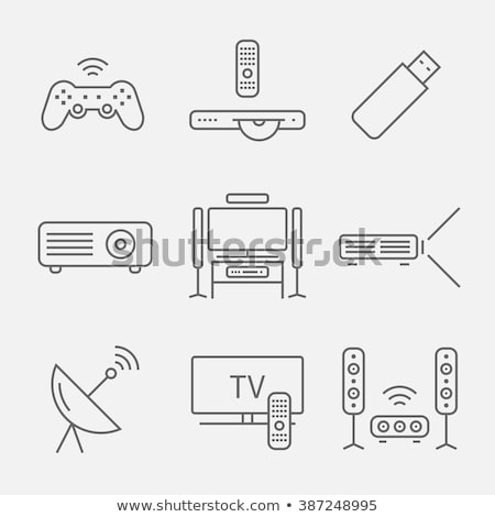 Foto stock: Tv Flat Screen And Home Theater Line Icon