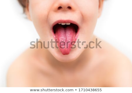 Stockfoto: Closeup Image Of A Strawberry Tongue