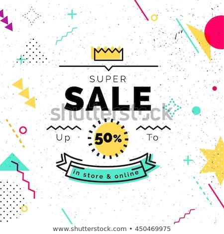 Stockfoto: Super Offer Sale Discount Voucher Template Design With Dots Patt