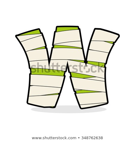 Foto d'archivio: Letter W Mummy Typography Icon In Bandages Horrible Egyptian E