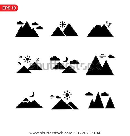 Foto stock: Mountains And Sun - Vector Icon