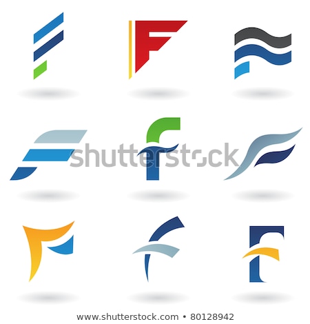 Stok fotoğraf: Blue Icon Of Letter F With A Triangle Vector Illustration