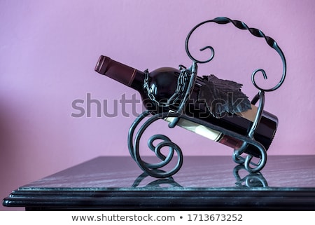 Zdjęcia stock: Bottle Of Red Wine Isolated Background With Rays