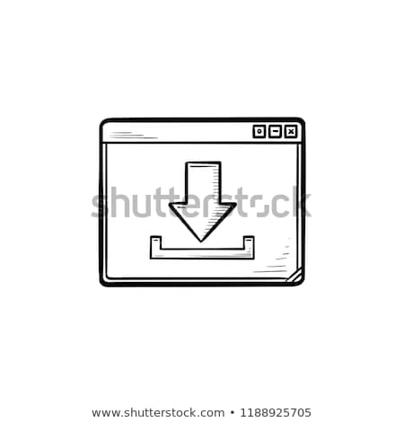 Stock fotó: Browser Window With Download Sign Hand Drawn Outline Doodle Icon