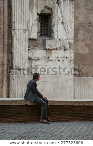 Stock fotó: Business Person Looking To Ruined City From Distance