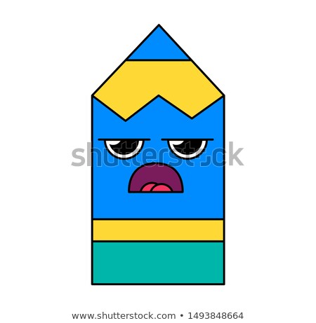 Stock foto: Grumpy Pencil Emoticon Cartoon Illustration