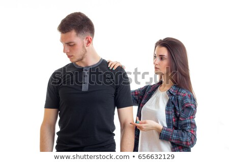 ストックフォト: Woman Putting Her Hands On Man Eyes