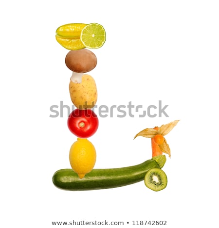 Сток-фото: The Letter L In Various Fruits And Vegetables