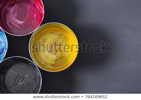 Сток-фото: Cmyk Color Paint Tin Cans Opened Top View