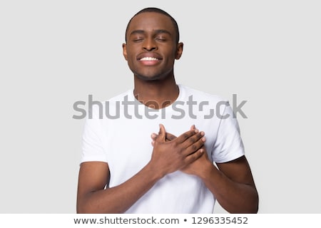 Сток-фото: Portrait Ofpleased African American Man Smiling And Holding Smar