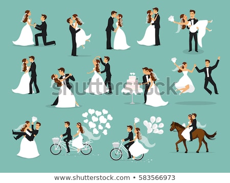 Foto stock: Wedding Ceremony Bride And Groom Kissing Vector