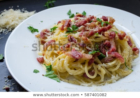 [[stock_photo]]: Pasta With Bacon And Basil