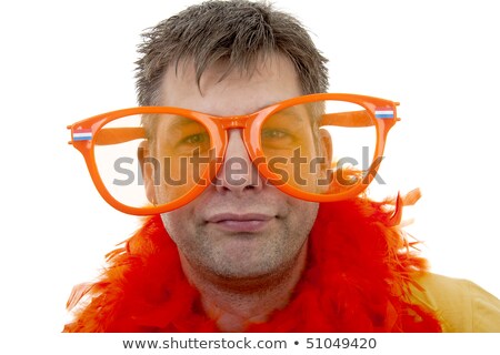 Stock foto: Portrait Of A Soccer Supporter With Big Orange Glasses