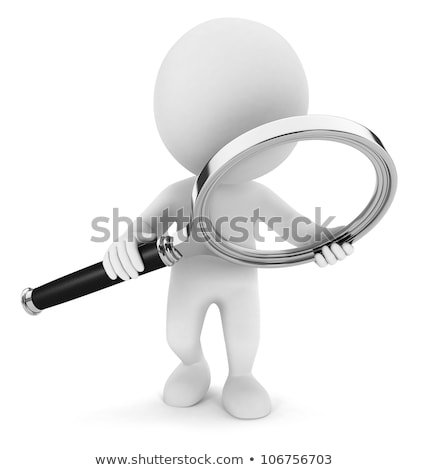 The 3d Little Man With A Magnifying Glass Stock fotó © 3dmask