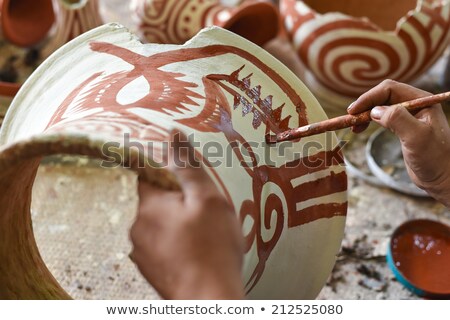 Stock fotó: Small Painted Clay Pottery