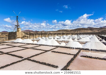 Foto d'archivio: Salt Piles In The Saline Of Janubio In Lanzarote With Old Toteen