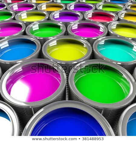 Foto d'archivio: Multiple Open Paint Cans