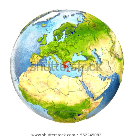 Stockfoto: Greece In Red On Full Earth