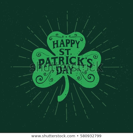 Stock foto: St Patricks Day Text Greeting Card And Luck Leaf Clover