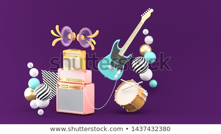 Foto stock: Modern Microphone On The Stage 3d Rendering