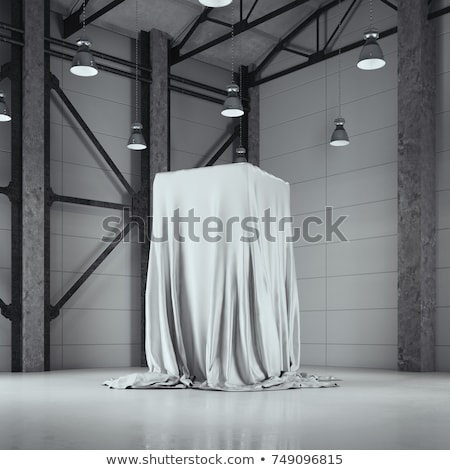 Stock photo: Loft Hangar With Photo Studio And Covered With Cloth Showcase 3d Rendering