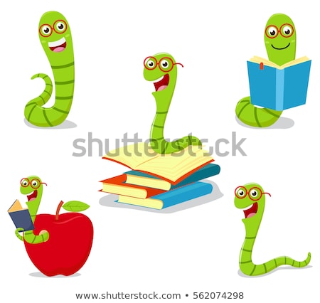 Stok fotoğraf: Book Worm Cartoon Character