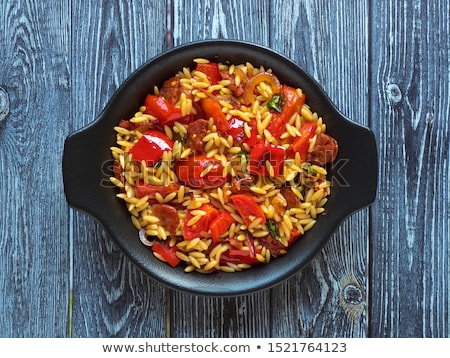 Сток-фото: Rice With Chorizo And Vegetable