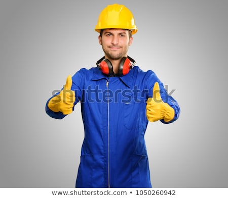 Foto stock: Construction Worker With Thump Up