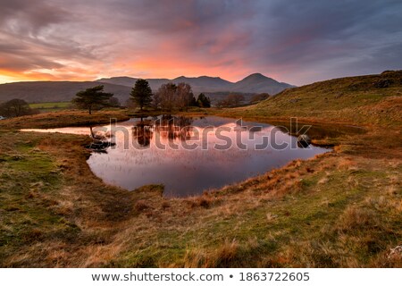 Stock fotó: Tarn In Mountains At Sunset