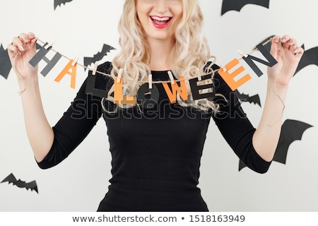 ストックフォト: Cropped Image Of A Blonde Female Face In Halloween Make Up