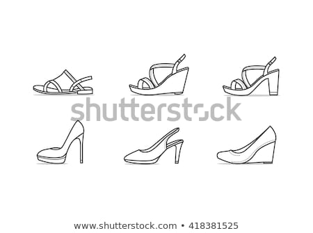 Stok fotoğraf: Women Platform Sandal Sketch Icon