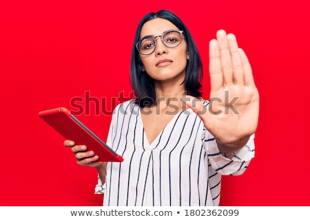 Stok fotoğraf: Female Hand Holding Stop Sign