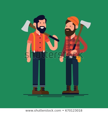 Сток-фото: Lumberjack Flat Concept Icons