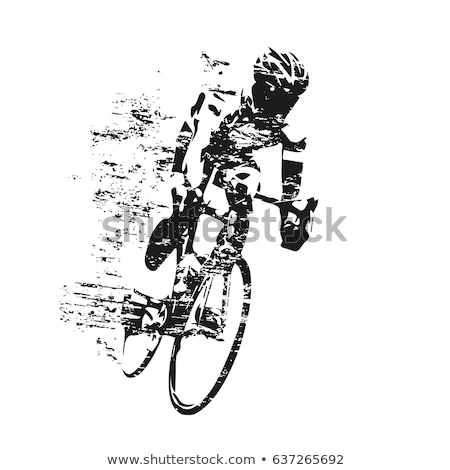 Zdjęcia stock: Cyclist Riding On Bicycle Vector Illustration And Poster
