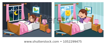 Kid Girl Sleep Bed Illustration Stock foto © yusufdemirci
