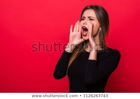 Сток-фото: Business Woman Screaming On Megaphone