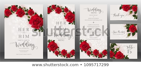 Foto stock: Red Roses And Greeting Card