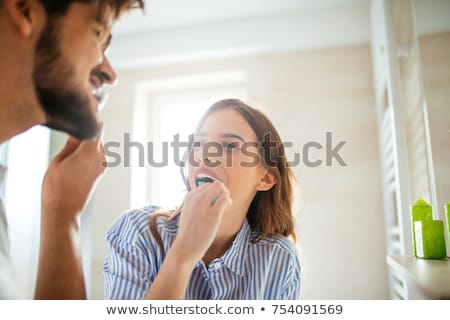 Stock foto: Unges · heterosexuelles · Paar · im · Badezimmer