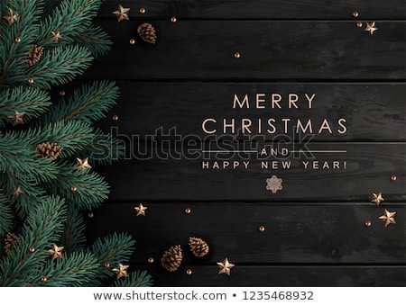 Stock photo: Christmas Border With Fir Tree Branches Cones And Christmas Dec