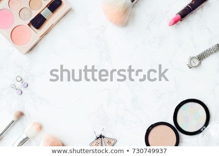 Foto stock: Eye Shadow Palette On Marble Background Make Up And Cosmetics P